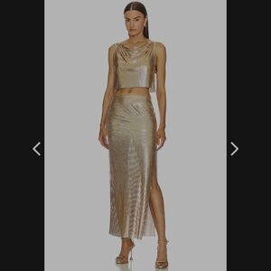 Lovers + Friends Shiny Gold Skirt